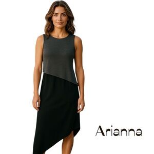 Vintage Arianna Rachel Kaye Black Asymmetrical Midi Dress Size 12